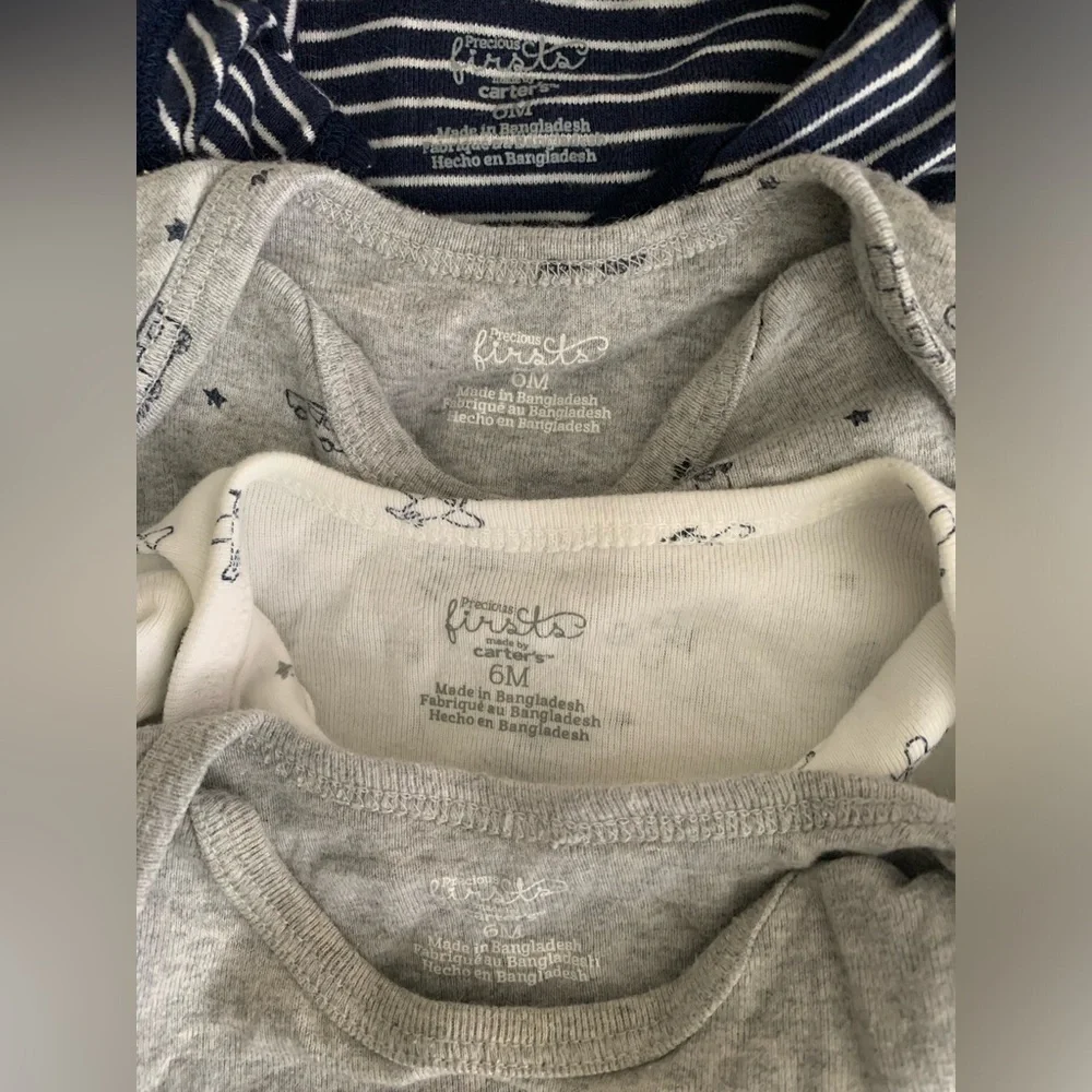 Carter's Gray, Navy, and White Baby Bodysuits